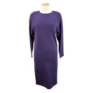 Outlander Dress Women's Small Purple Acrylic Wool Midi Shoulder Pads Long Sleeve